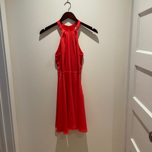 Express Orange Halter Fit and Flare Dress, Size 2 - Picture 1 of 5